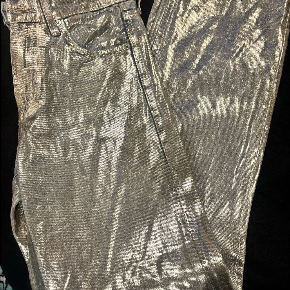 ZARA Metallic Silver Women's Jeans